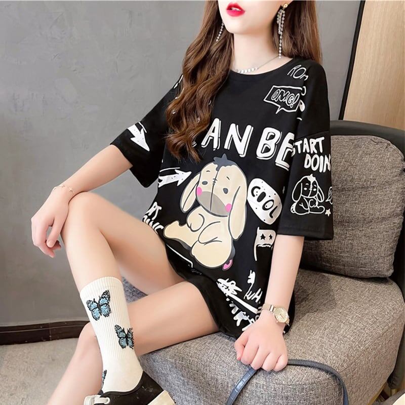 【新商品】大注目 プリント ビッグロゴ ゆったりトップス 半袖Tシャツ 全3色ins-4933