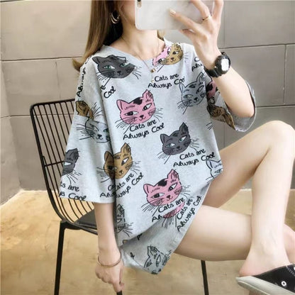 話題沸騰中 ゆったり ロング丈 切り替え 2色半袖Tシャツins-8132