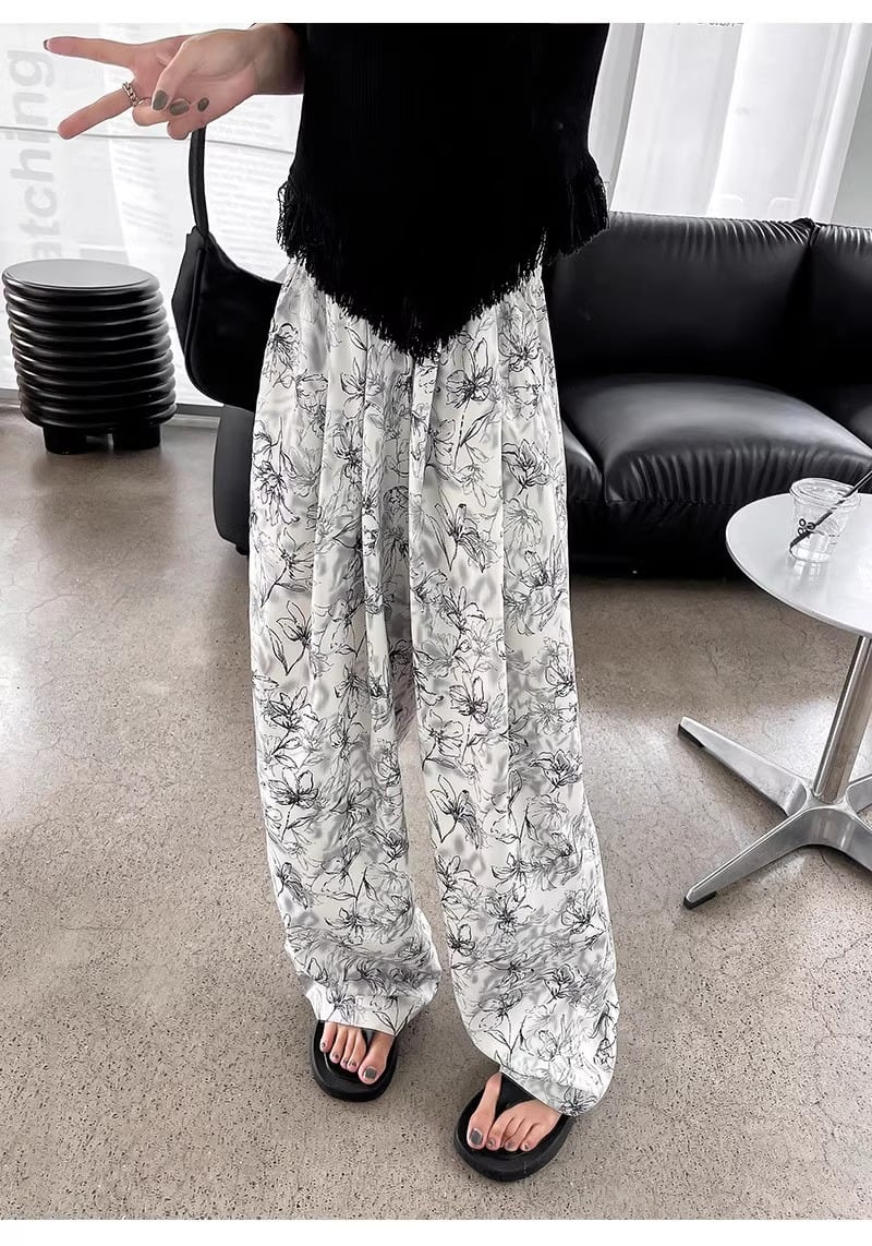 新商品 着回し力抜群 絶対欲しい アバンギャルド 花柄 パンツ ins-8214