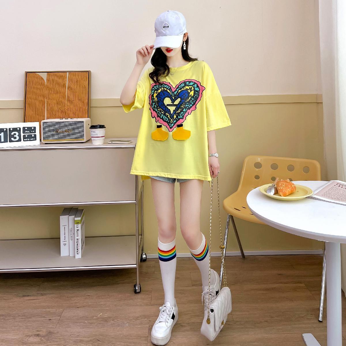 おすすめ カジュアル シンプル ゆったり 半袖Tシャツins-8136