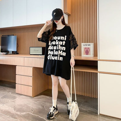 ファッション 個性派 切り替え プリント 3色選択 半袖Tシャツins-8548