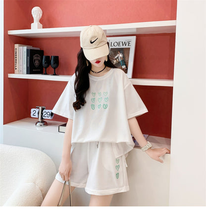 売り切れ必至  上質 カジュアル ルーズ  半袖Ｔシャツⅹパンツセット全3色 ins-8234