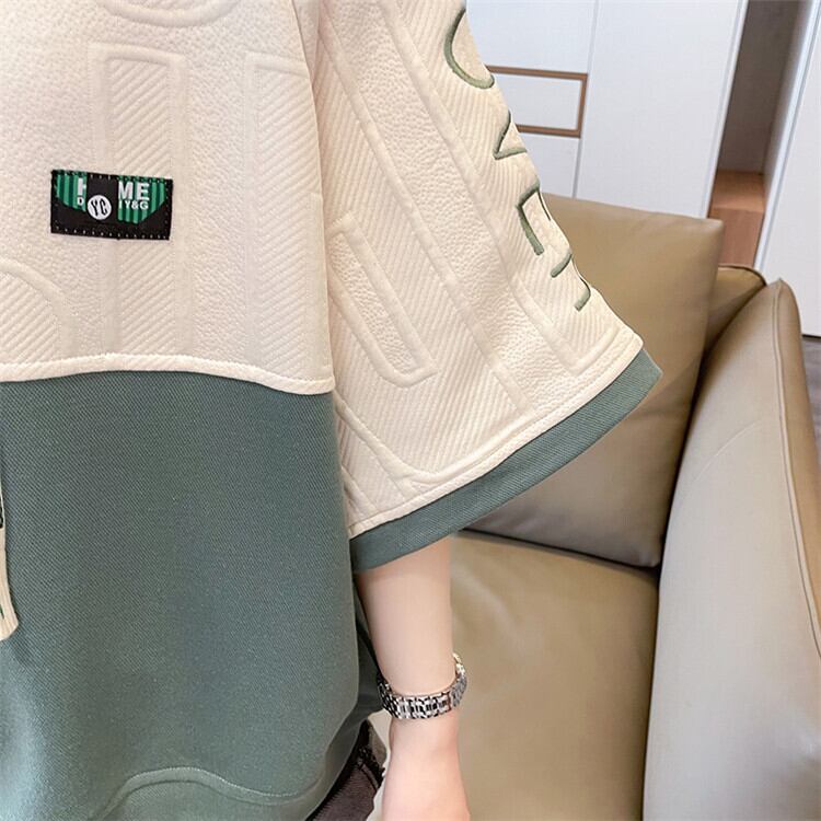 高級感 半袖 帽子付き Tシャツ スウェット  ins-8640