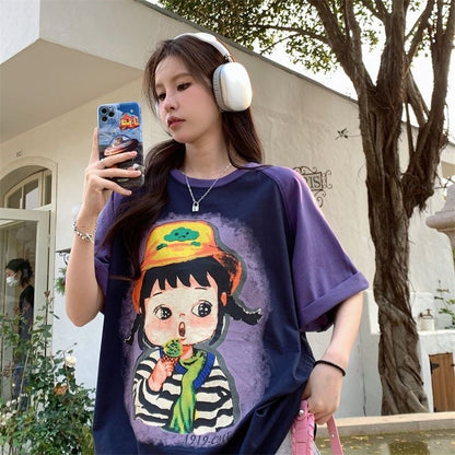 着回し力抜群 カジュアル 個性派 プリント 半袖Tシャツins-8163