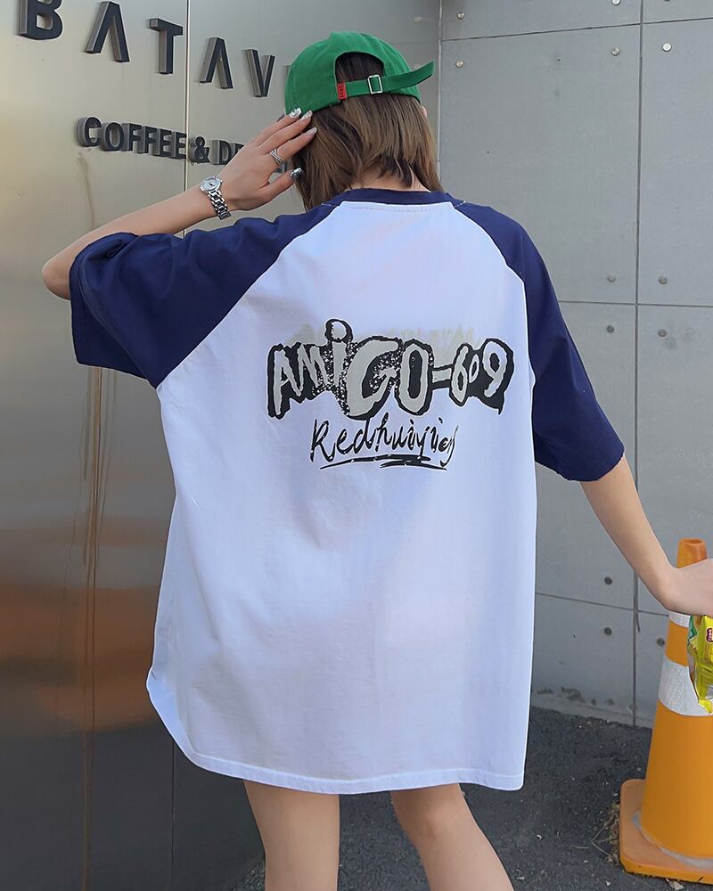 おすすめ 個性派 アルファベット プリントTシャツ ゆったり半袖ins-8114
