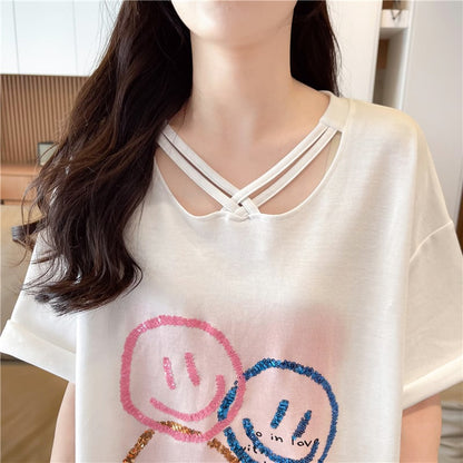 今季マストバイ  特別デザイン スウィート プリント 全2色 半袖Tシャツins-8538
