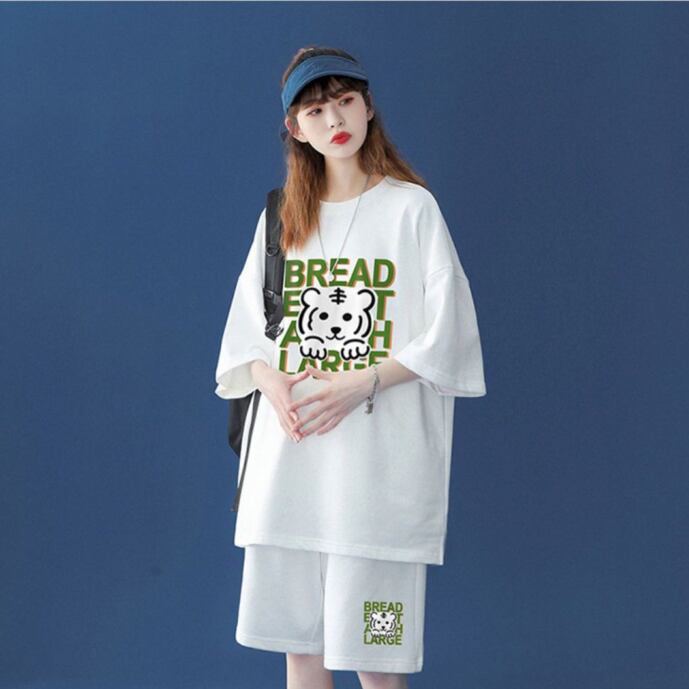 大人可愛い ルーズ  半袖Ｔシャツⅹパンツセット全5色 男女兼用ins-6555