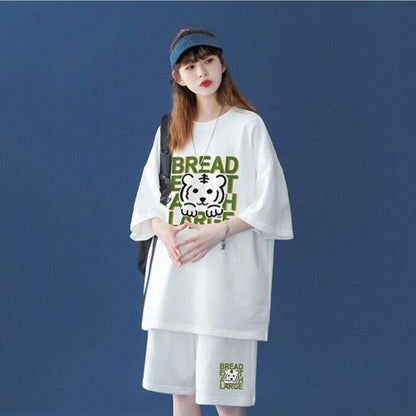 大人可愛い ルーズ  半袖Ｔシャツⅹパンツセット全5色 男女兼用ins-6555