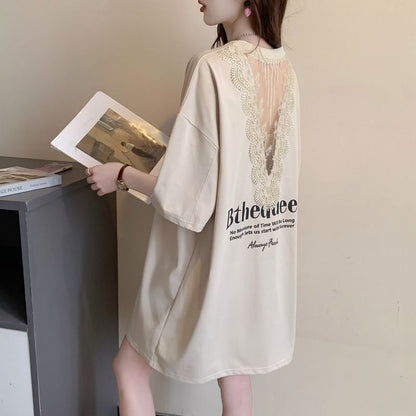 話題沸騰中 アバンギャルド レース 切り替え ホットダイヤモンド 3色選択 半袖Tシャツins-8547