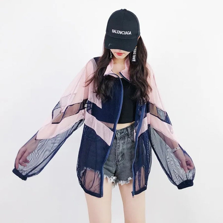 美人度アップ ファッション 切り替え 日焼け 防止 シャツins-8100
