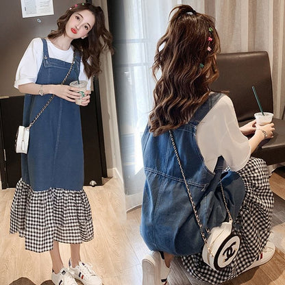 話題沸騰中 オシャレ度満点 切り替え 半袖Ｔシャツ＋ワンピース セットアップins-8322