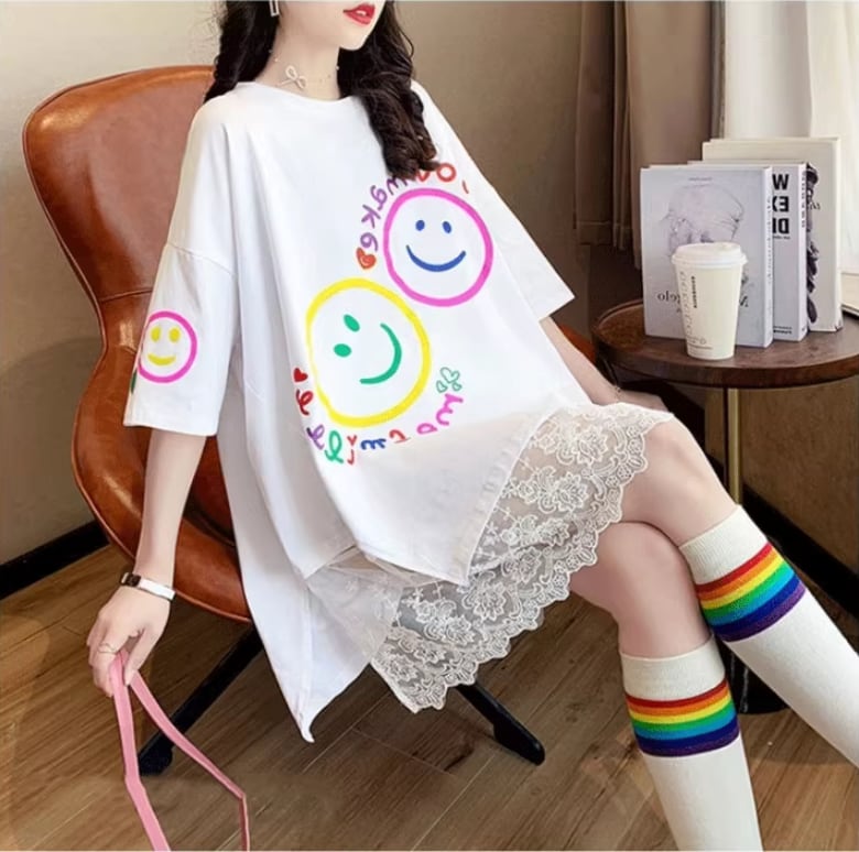 新作 レイヤード風 ロゴ プリント ゆったり 半袖 Ｔシャツ 全3色ins-4948
