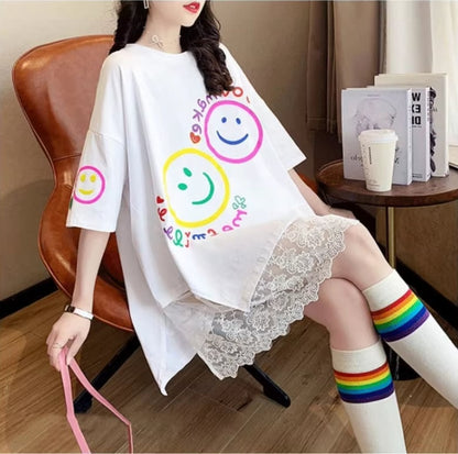 新作 レイヤード風 ロゴ プリント ゆったり 半袖 Ｔシャツ 全3色ins-4948