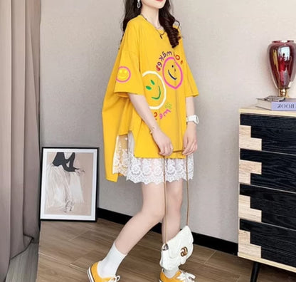 新作 レイヤード風 ロゴ プリント ゆったり 半袖 Ｔシャツ 全3色ins-4948
