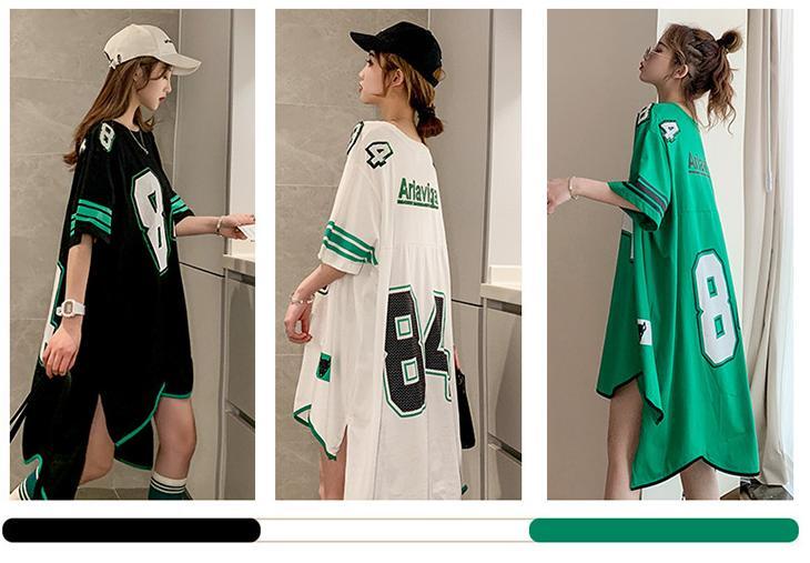 【半額！期間限定！！】新しいフロントショートバックロングオールマッチスポーツスタイルデジタルプリント半袖Tシャツins-2941