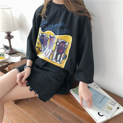 話題沸騰中 カジュアル  ゆったり プリント 2色半袖Tシャツins-8161