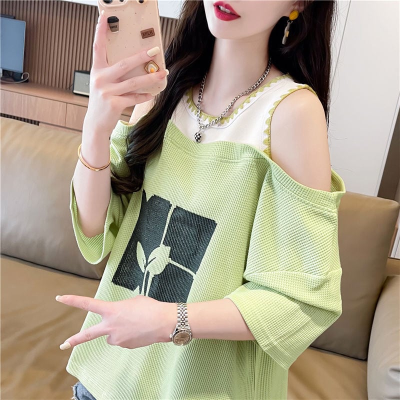 好感度100％ キュート ラウンドネック 半袖 Tシャツ ins-8628