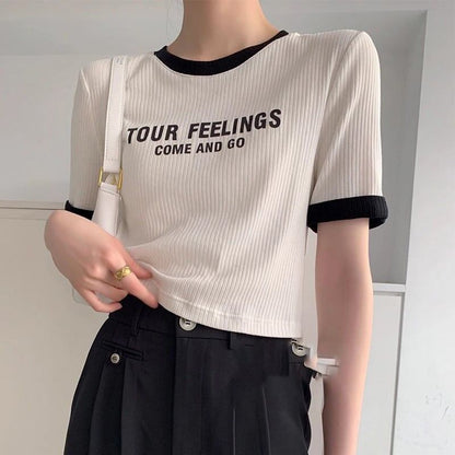 ゆったり感アップ ファッション アルファベット Tシャツ カットソーins-3077