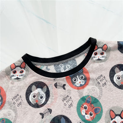 新商品 カジュアル キュート プリント ゆったり 日焼け止め 2色半袖Tシャツins-8488