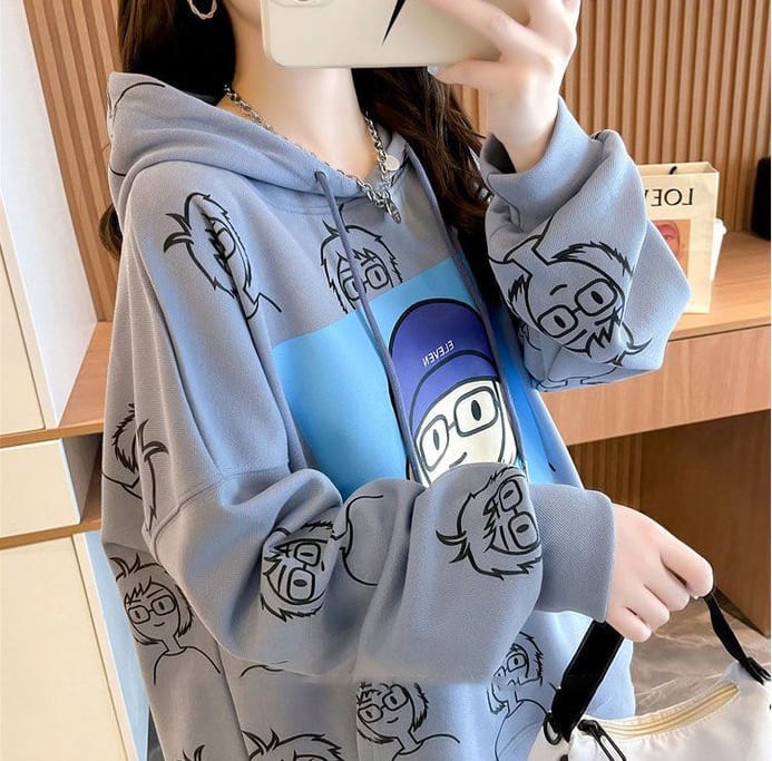 【店舗販促品】 美人度アップ プリント パーカー  全3色ins-4938