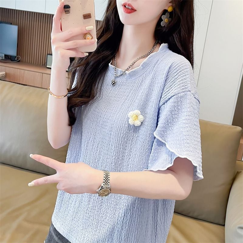 美人度アップ キュート スウィート 5色選択 半袖Tシャツins-8578