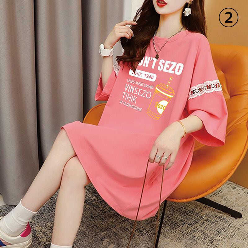 好感度UP キュート リボン プリント全3色 半袖Tシャツ カットソー ins-8555