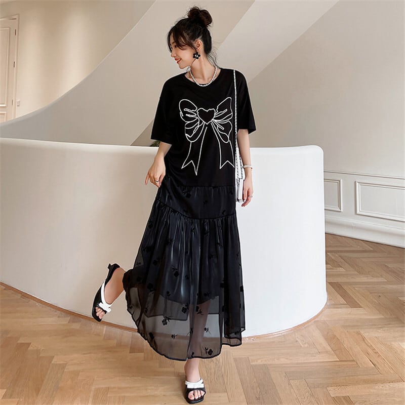 美人度アップ 新作 スウィート 切り替え 花柄 半袖 ワンピースins-8222