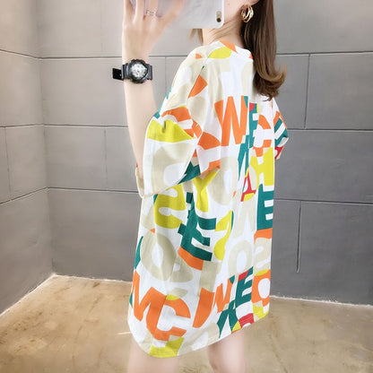 売り切れ必至 個性派 カラーマッチング プリント全2色 半袖Tシャツ カットソー ins-8556