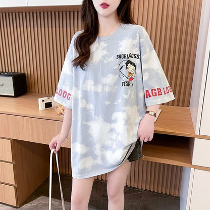 超人気 ロゴ プリント  ゆったり 3色 半袖Tシャツins-8348