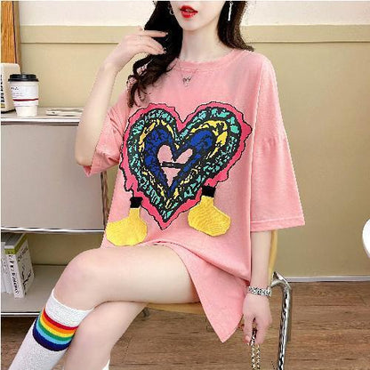 おすすめ カジュアル シンプル ゆったり 半袖Tシャツins-8136