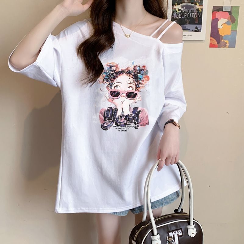 美人度アップ キュート カジュアル 全3色 半袖Tシャツ カットソー ins-8613