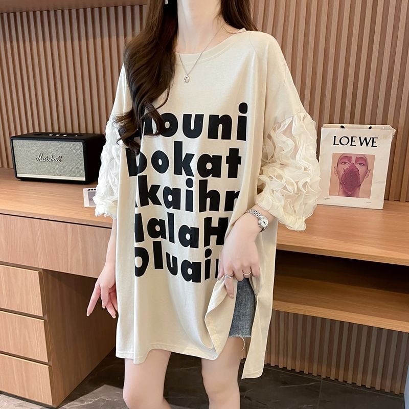 ファッション 個性派 切り替え プリント 3色選択 半袖Tシャツins-8548