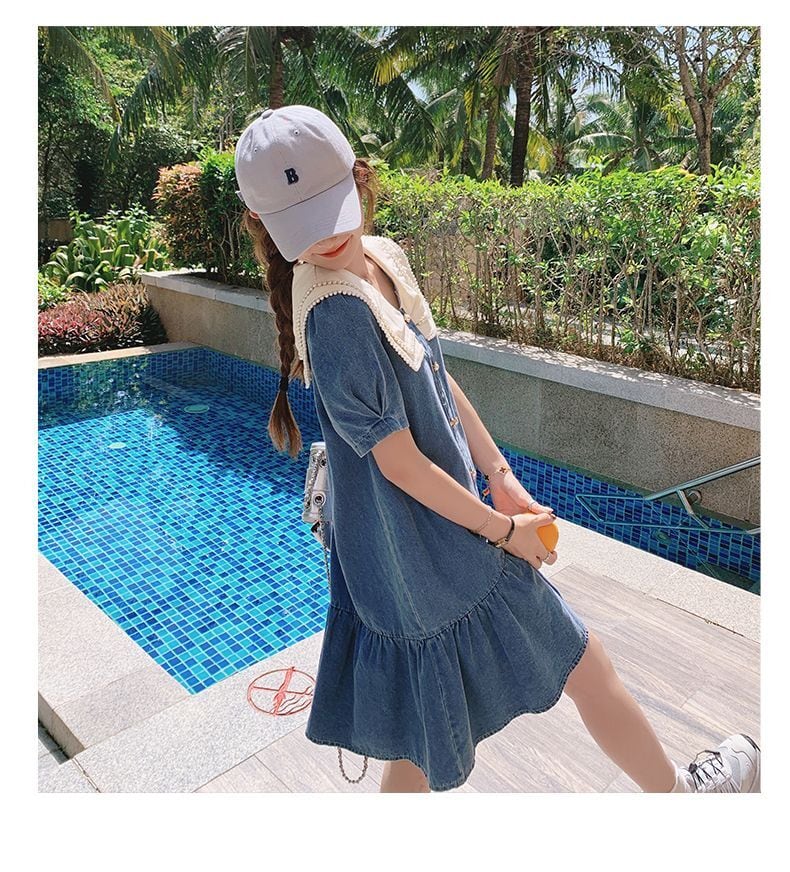 新商品 大人可愛い スウィート デニム ワンピースins-8375