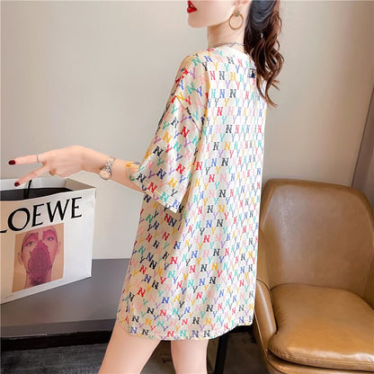 【半額！期間限定！！】新作 カジュアル プリント ラウンドネック  半袖Tシャツ カットソーins-8427