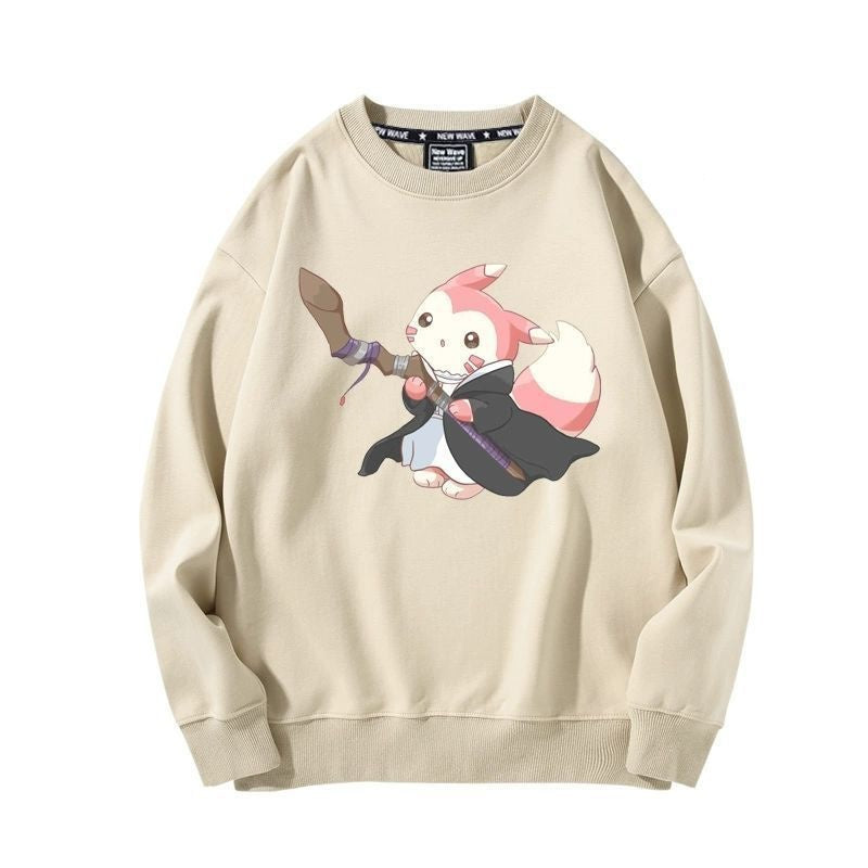 【裹起毛】 葬送のフリーレン キャラクター 魅力的 ラウンドネックスウェット-A2007