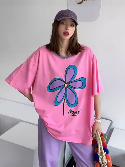 【新商品】大注目ビッグロゴ ゆったりトップス 半袖Tシャツ全3色ins-4917