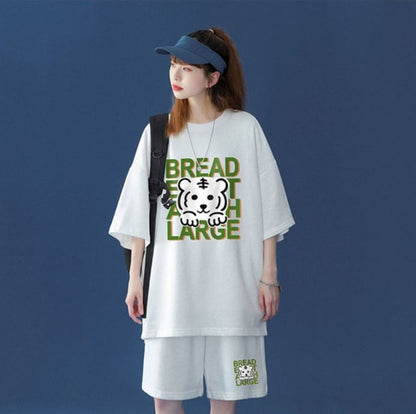 大人可愛い ルーズ  半袖Ｔシャツⅹパンツセット全5色 男女兼用ins-6555