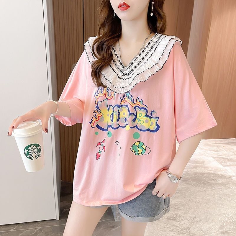 【半額！期間限定！！】オシャレ度満点 着心地抜群 キュート プリント 全3色 Tシャツ カットソーins-8536