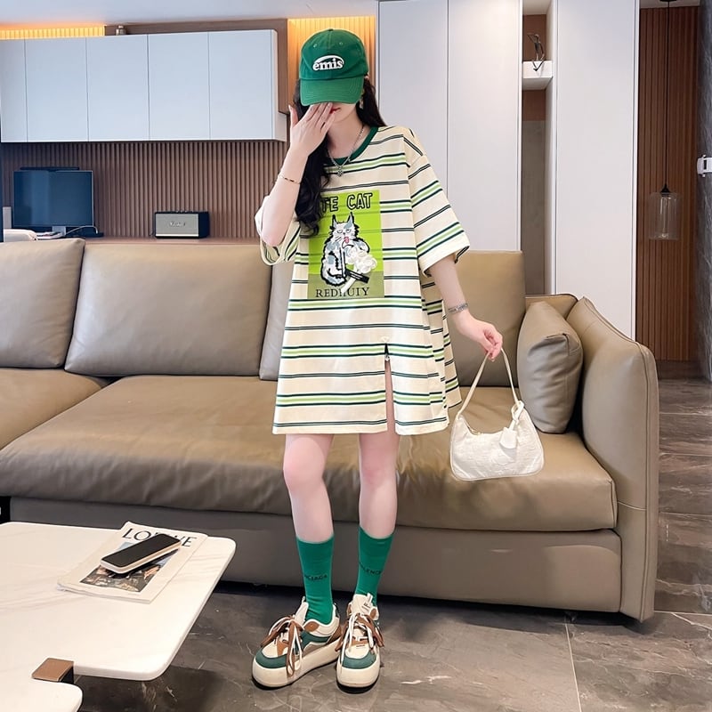 【半額！期間限定！！】大好評 ファッション シンプル 3色選択可 ストライプ柄 半袖Tシャツ カットソーins-8464