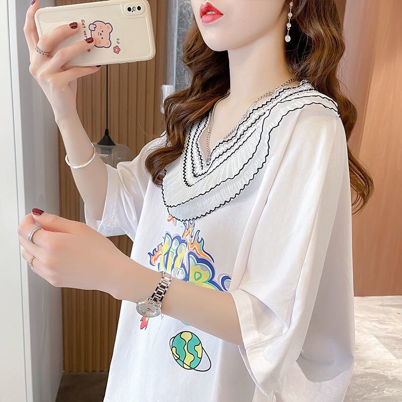 【半額！期間限定！！】オシャレ度満点 着心地抜群 キュート プリント 全3色 Tシャツ カットソーins-8536