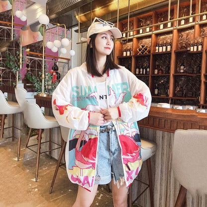 上質 カジュアル UVカット夏 長袖 薄手 日焼け止め ゆったり パーカーins-8147