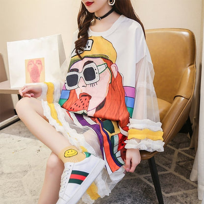【ランキング上位】プリント お洒落 可愛い 着心地良い ロングTシャツワンピース　　ins-887