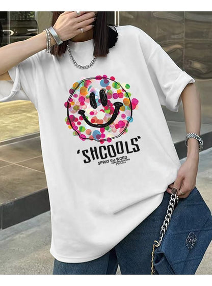 話題沸騰中 カジュアル スマイリー 半袖 Tシャツ ins-8651