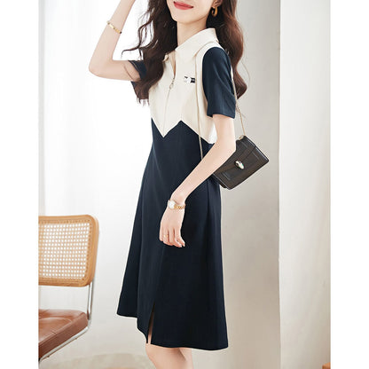 超人気 カジュアル ファッション 切り替え 半袖ワンピースins-8446