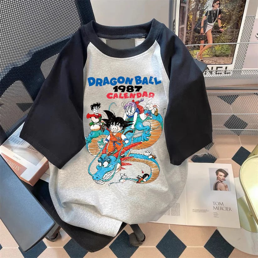 絶対流行 カジュアル プリント 切り替え 半袖Tシャツ 全2色ins-6680