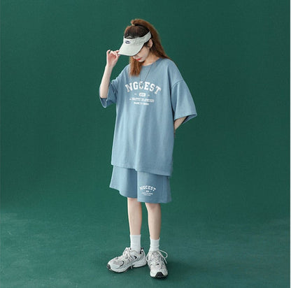 【半額！期間限定！！】売り切れ必至  カジュアル  半袖Ｔシャツⅹパンツセット全4色 男女兼用ins-6574
