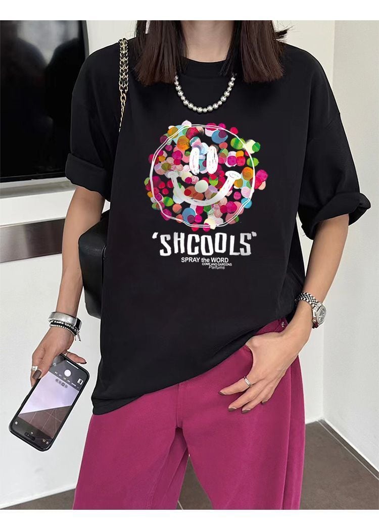 話題沸騰中 カジュアル スマイリー 半袖 Tシャツ ins-8651