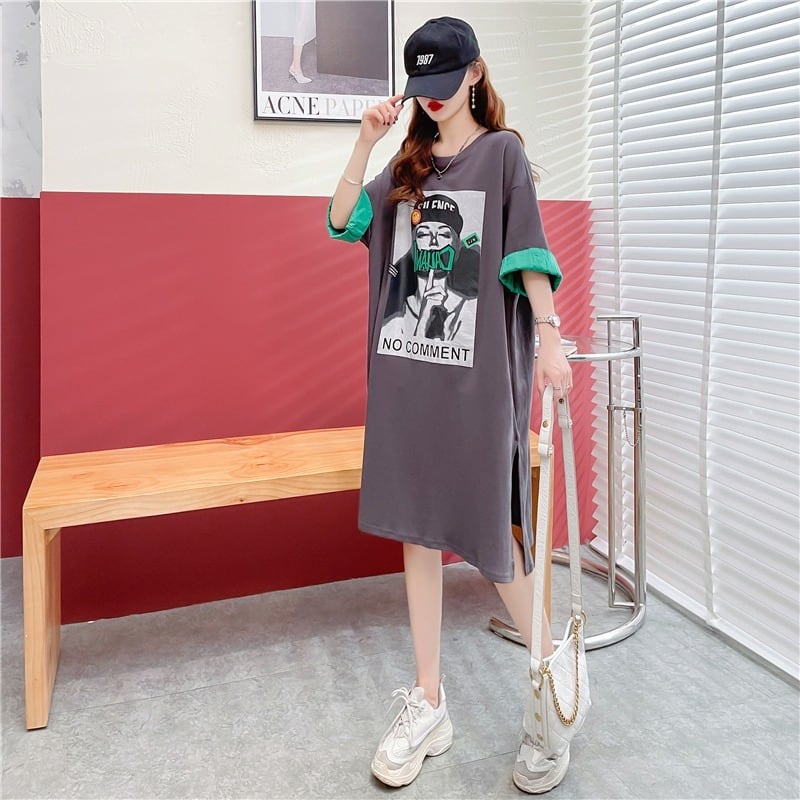 【半額！期間限定！！】今季マストバイ カジュアル プリント Tシャツ カットソー ワンピースins-8533