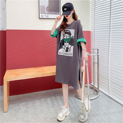 【半額！期間限定！！】今季マストバイ カジュアル プリント Tシャツ カットソー ワンピースins-8533