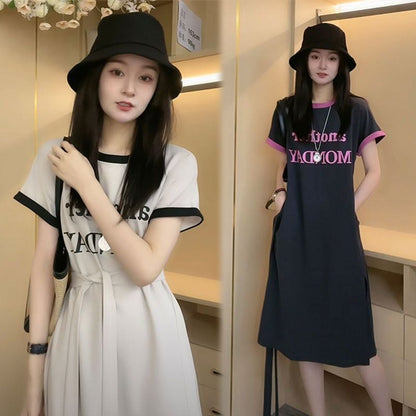 売り切れ必至 上質 簡潔 半袖Tシャツワンピースins-8288